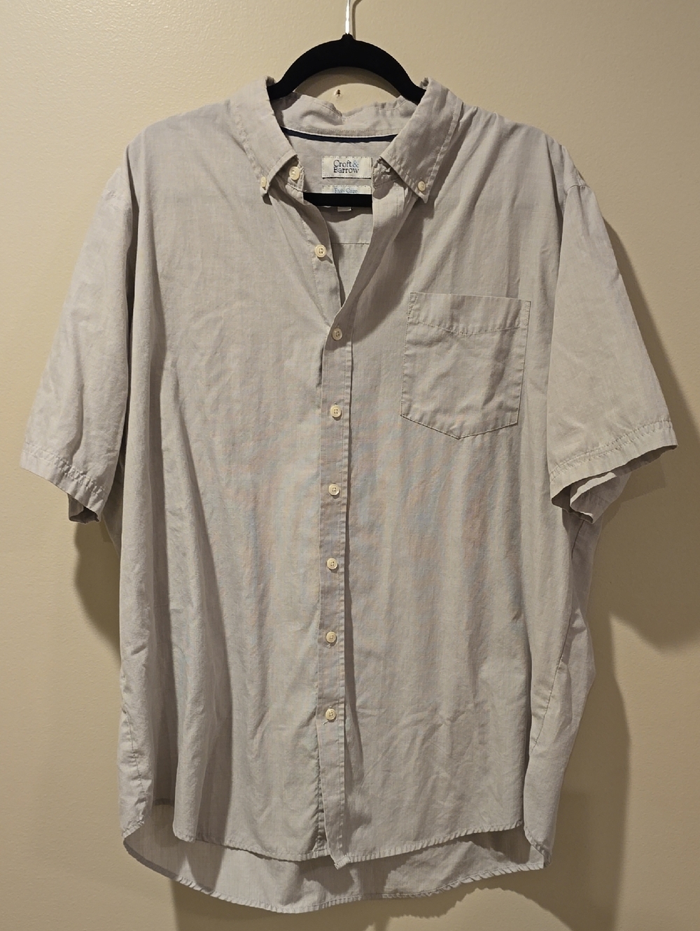 Croft and Barrow Men's Short-Sleeve Button-Down Shirt - Light Gray